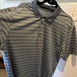 Gray Striped Polo Shirt